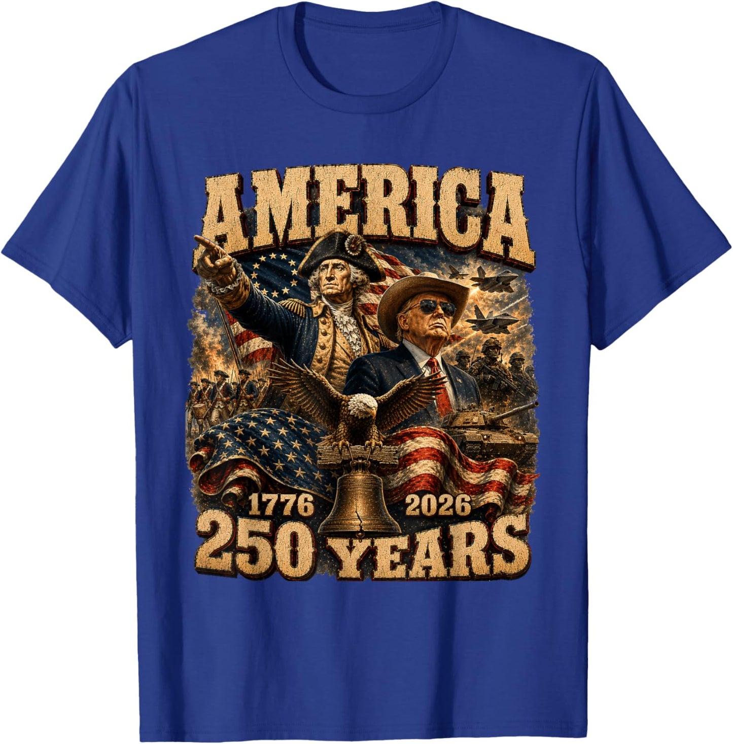 250 Years America Anniversary 250th Trump Washington T-Shirt - T-Shirt | Royal