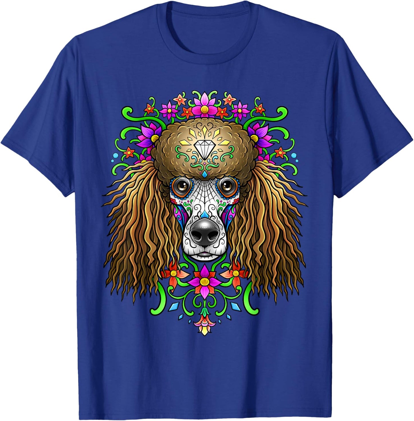 Poodle Day of the Dead Dia De Los Muertos Dog Sugar Skull T-Shirt - T-Shirt | Royal