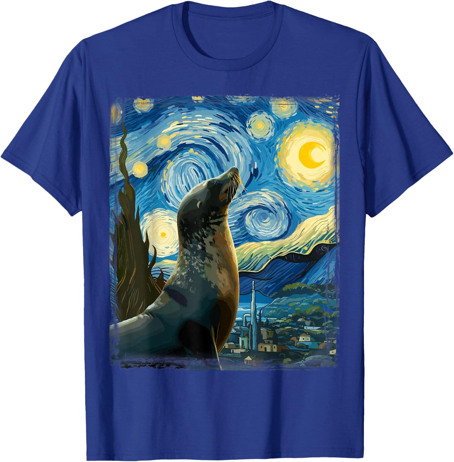 Van Gogh Style Starry Night Seal T-Shirt - T-Shirt | Royal