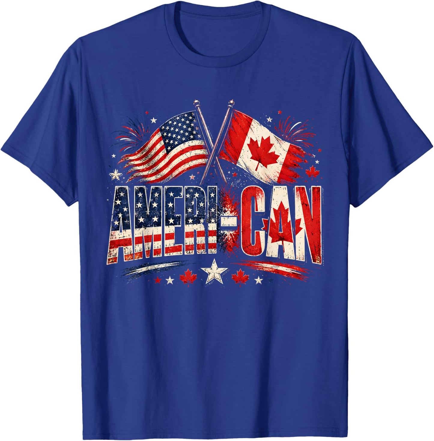 Retro Ameri-Can Canada USA Flag Patriotic Canadian American T-Shirt - T-Shirt | Royal