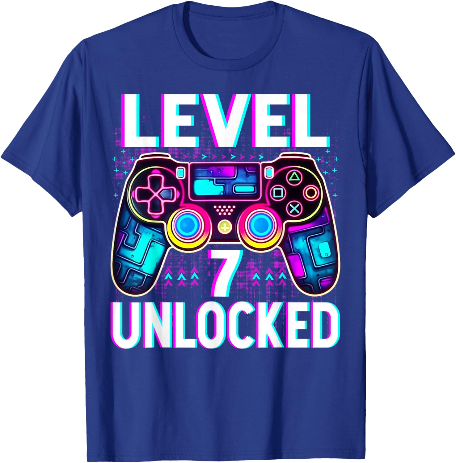Level 7 Unlocked Shirt Funny Video Gamer Geek 7th Birthday T-Shirt - T-Shirt | Royal
