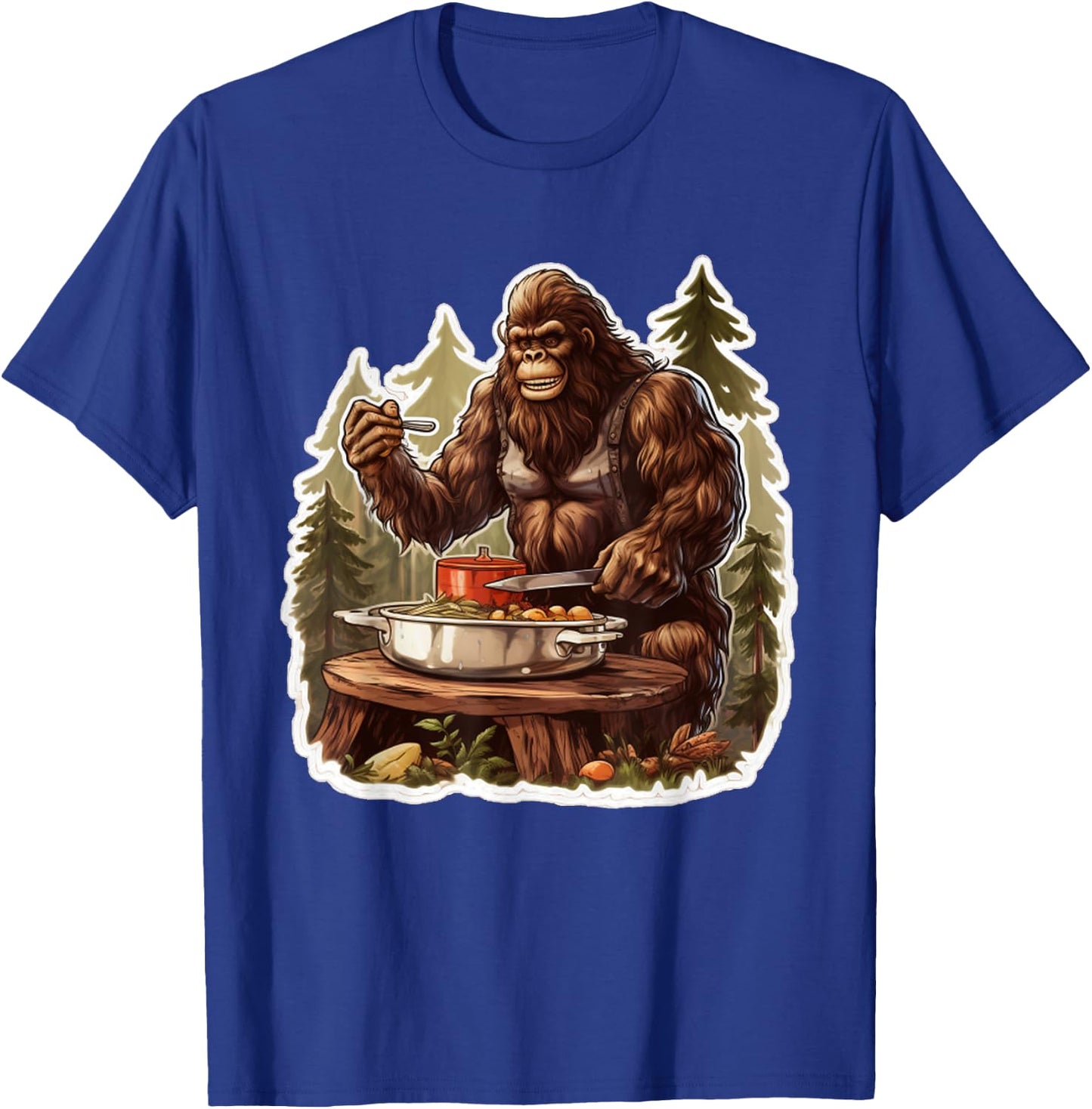 Bigfoot Chef Sasquatch Cooking Food Funny Foodie T-Shirt - T-Shirt | Royal