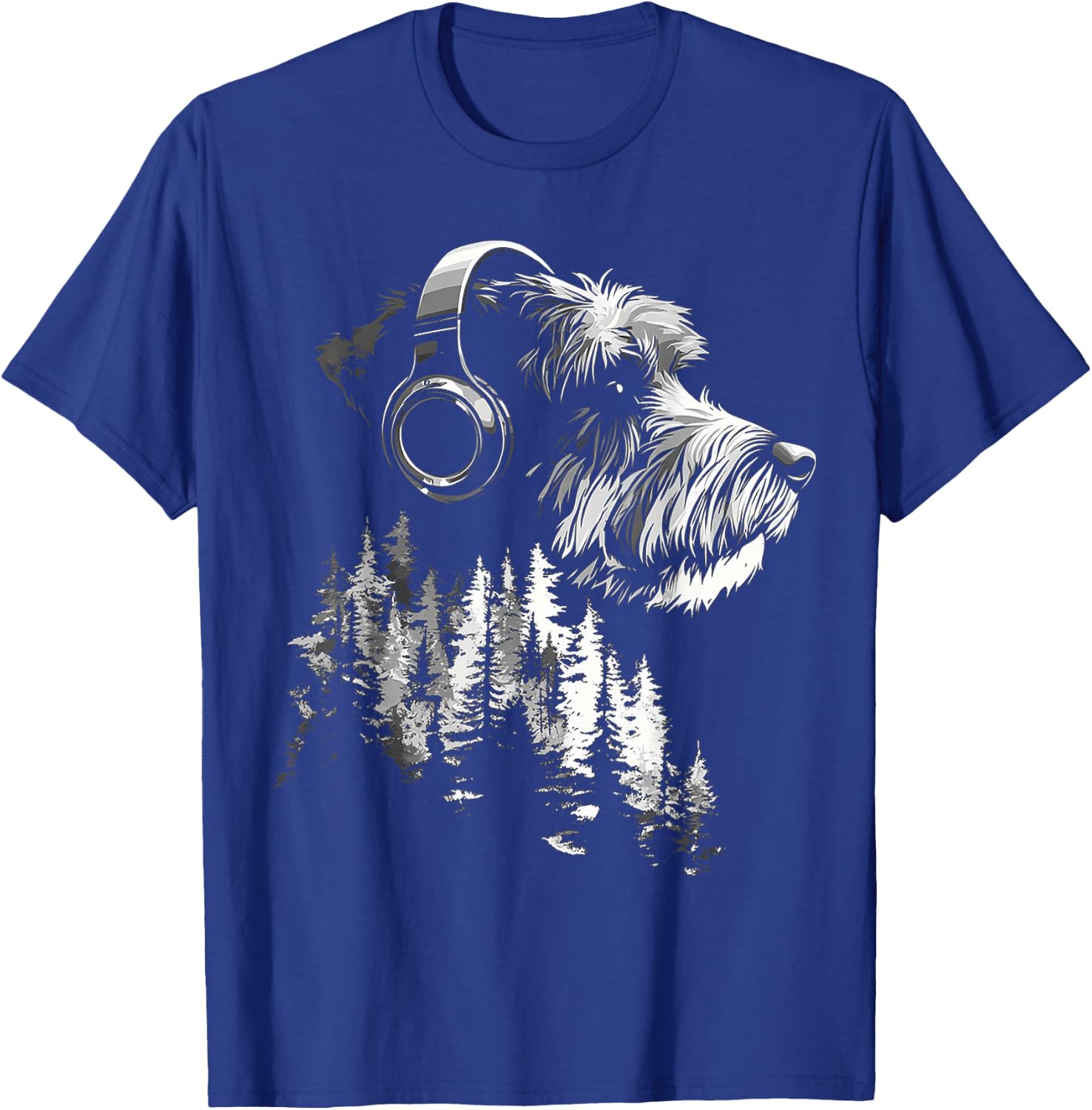 Schnauzer Dog Graphic Pet Artwork Music Headphone Schnauzer T-Shirt - T-Shirt | Royal