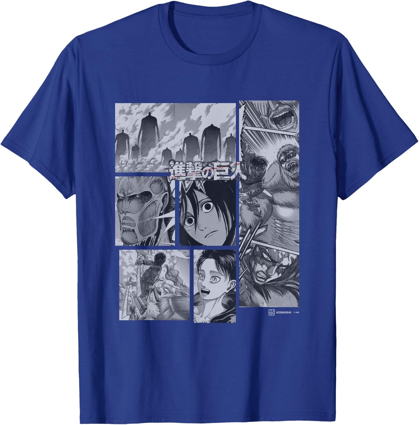 Attack on Titan Eren Vs Titans Split Anime Panels , black T-Shirt - T-Shirt | Royal