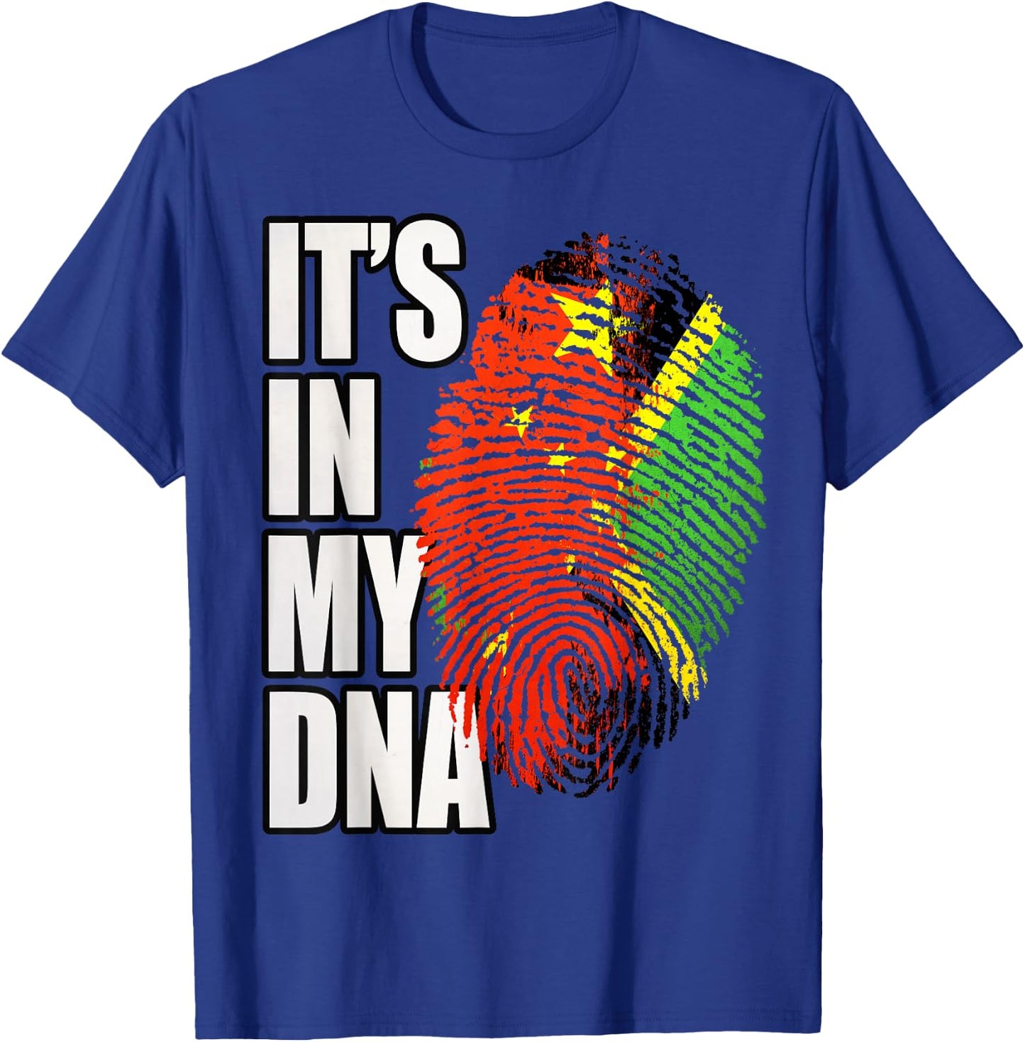 Jamaican and Chinese Mix Heritage Flag DNA T-Shirt - T-Shirt | Royal