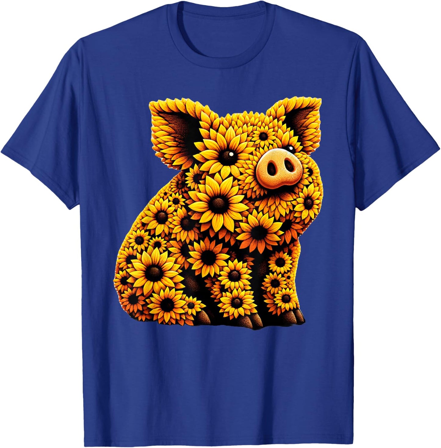 Sunflower Pig Flower Gardening Floral T-Shirt - T-Shirt | Royal
