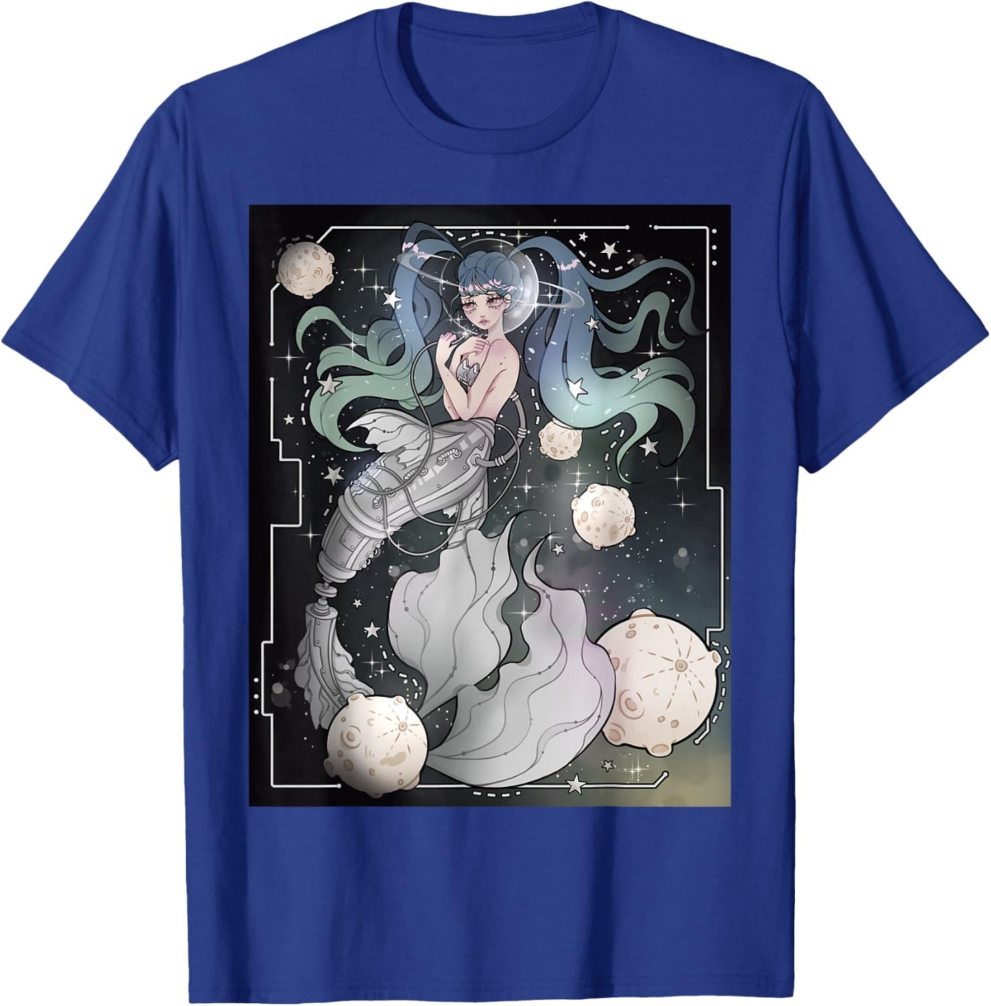 Steampunk Cyberpunk Graphic Mermaid in Space T-Shirt - T-Shirt | Royal