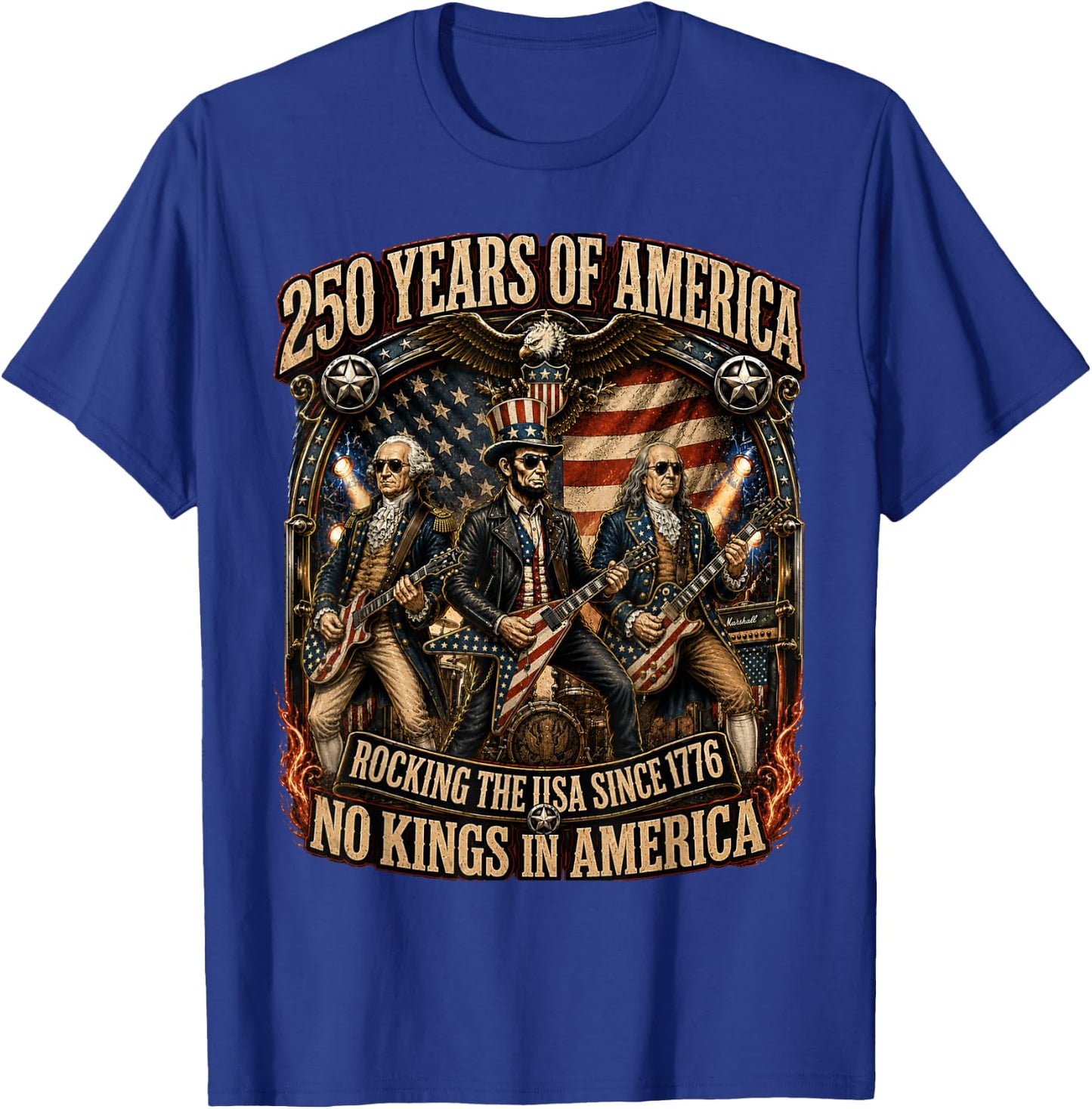 4th of July America No Kings Abe Lincoln T-Shirt - T-Shirt | Royal