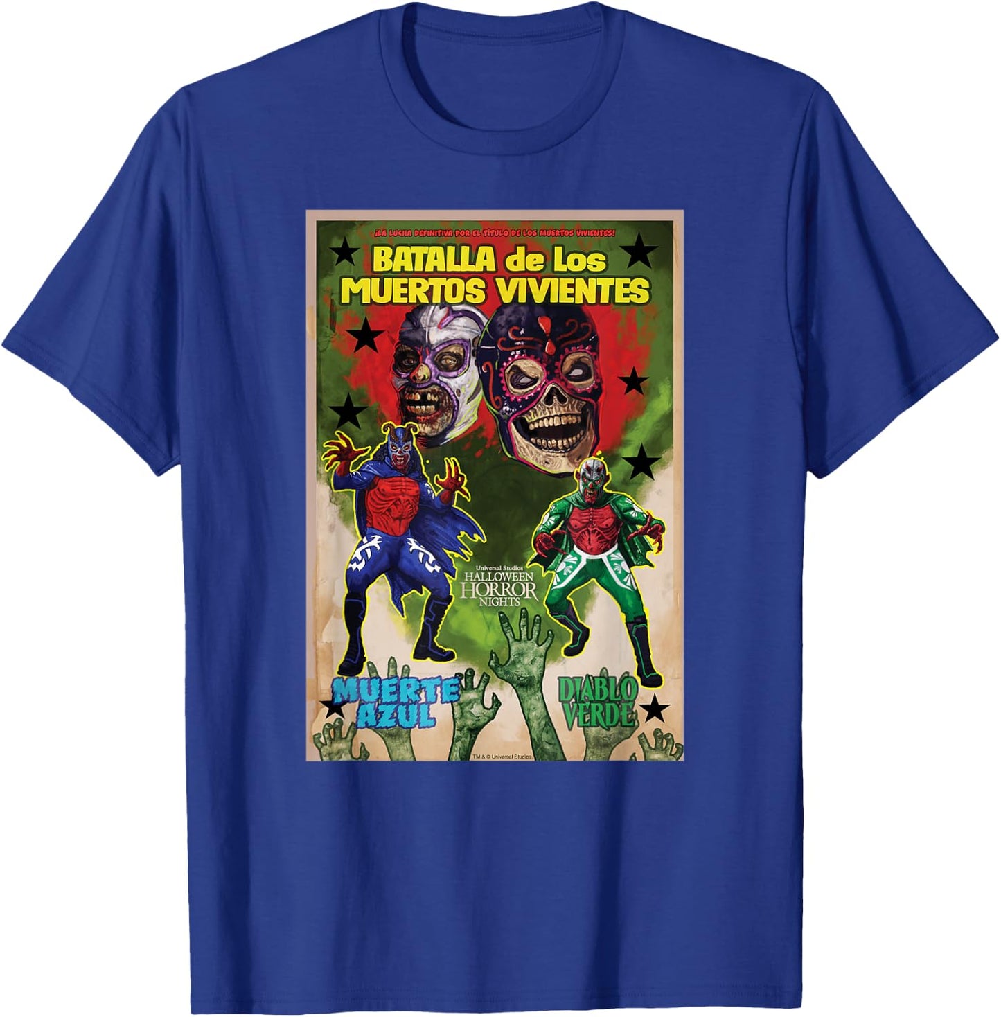 Universal Halloween Horror Nights Lucha Libre Zombies T-Shirt - T-Shirt | Royal