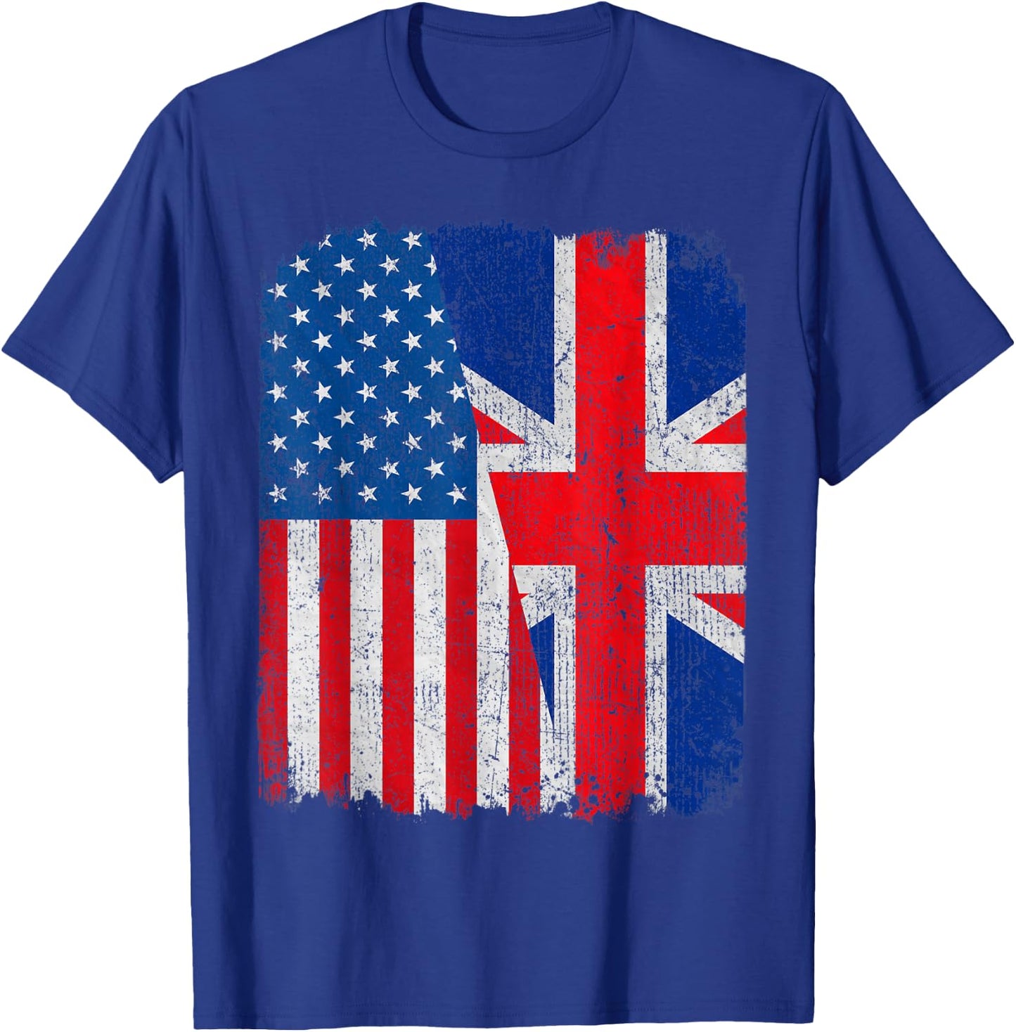 British American Flag Half USA England Root Proud T-Shirt - T-Shirt | Royal