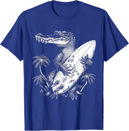 Alligator Gator Crocodile Surf Surfer Reptile Lover Funny T-Shirt - T-Shirt | Royal