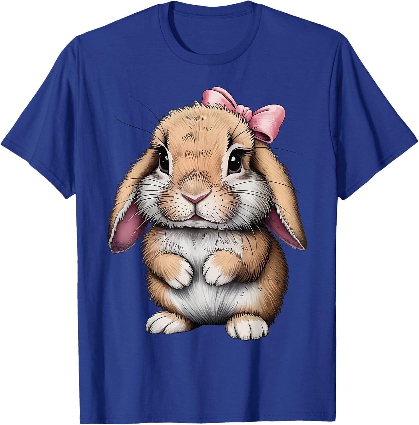 Cute Bunny Pink Bow Women Girls Easter Mini Holland Lop T-Shirt - T-Shirt | Royal