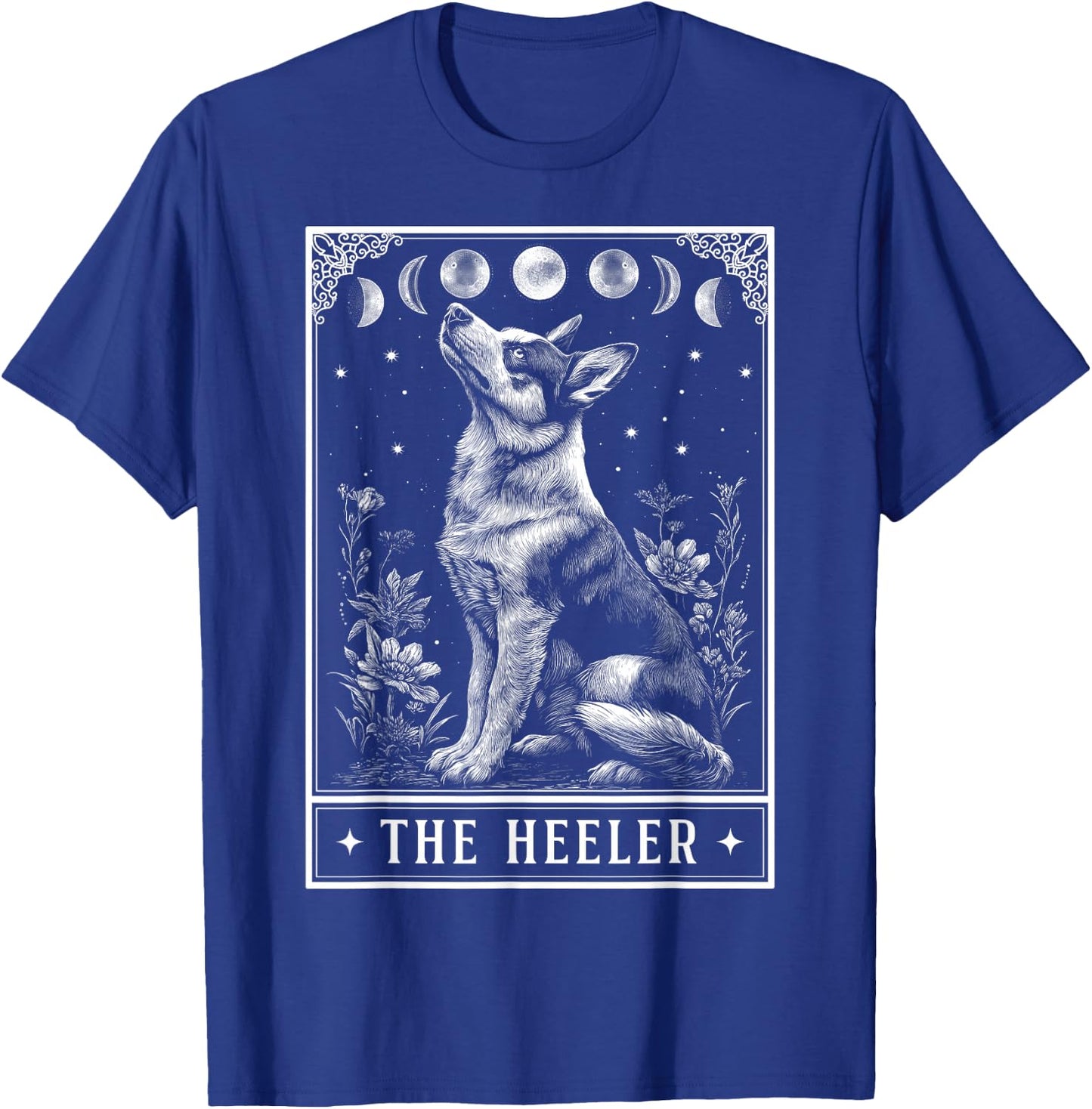 The Heeler Australian Cattle Dog Tarot Card Witchy Moon T-Shirt - T-Shirt | Royal