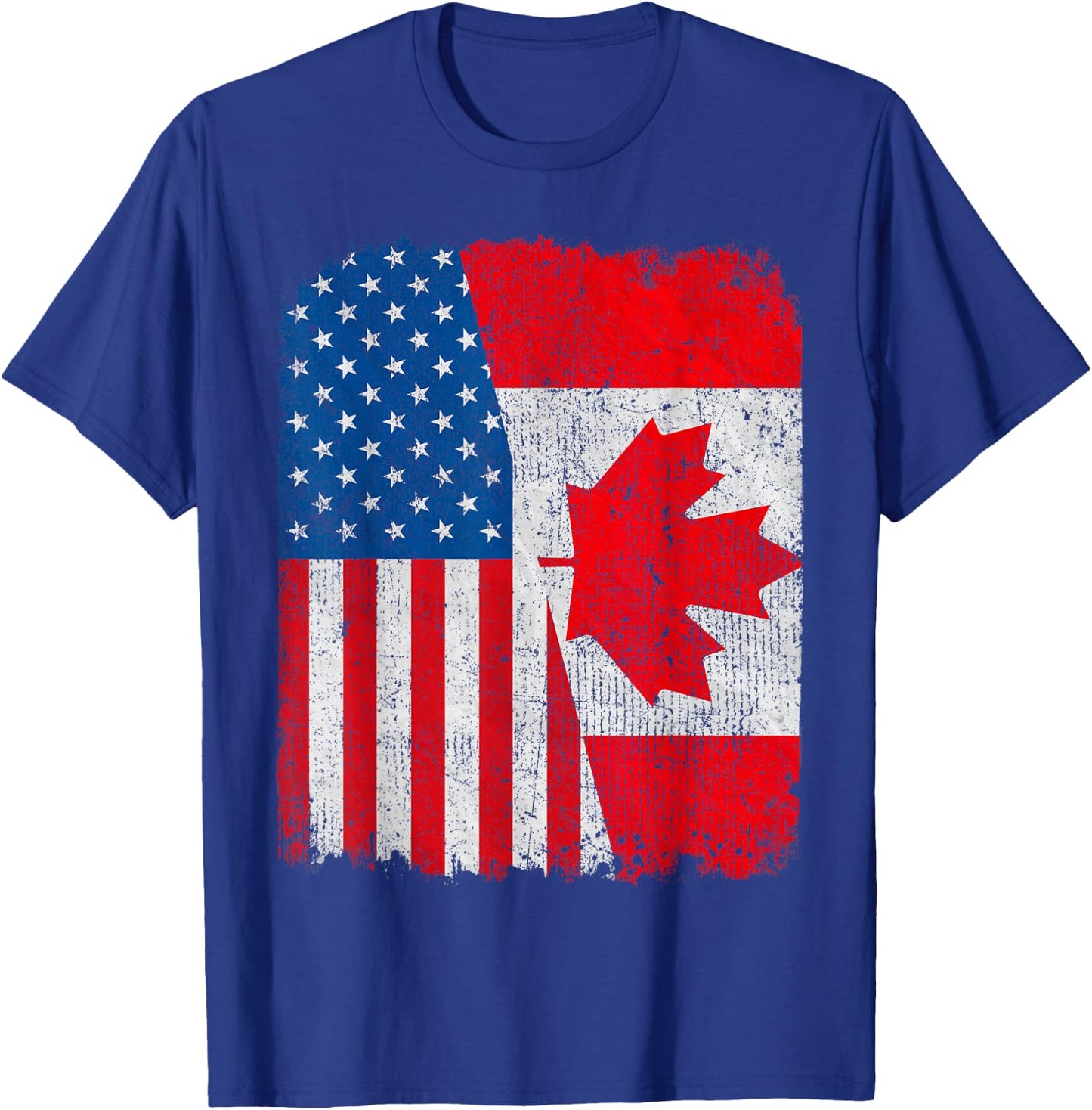 Canadian American Flag Half USA Canada Root Proud T-Shirt - T-Shirt | Royal