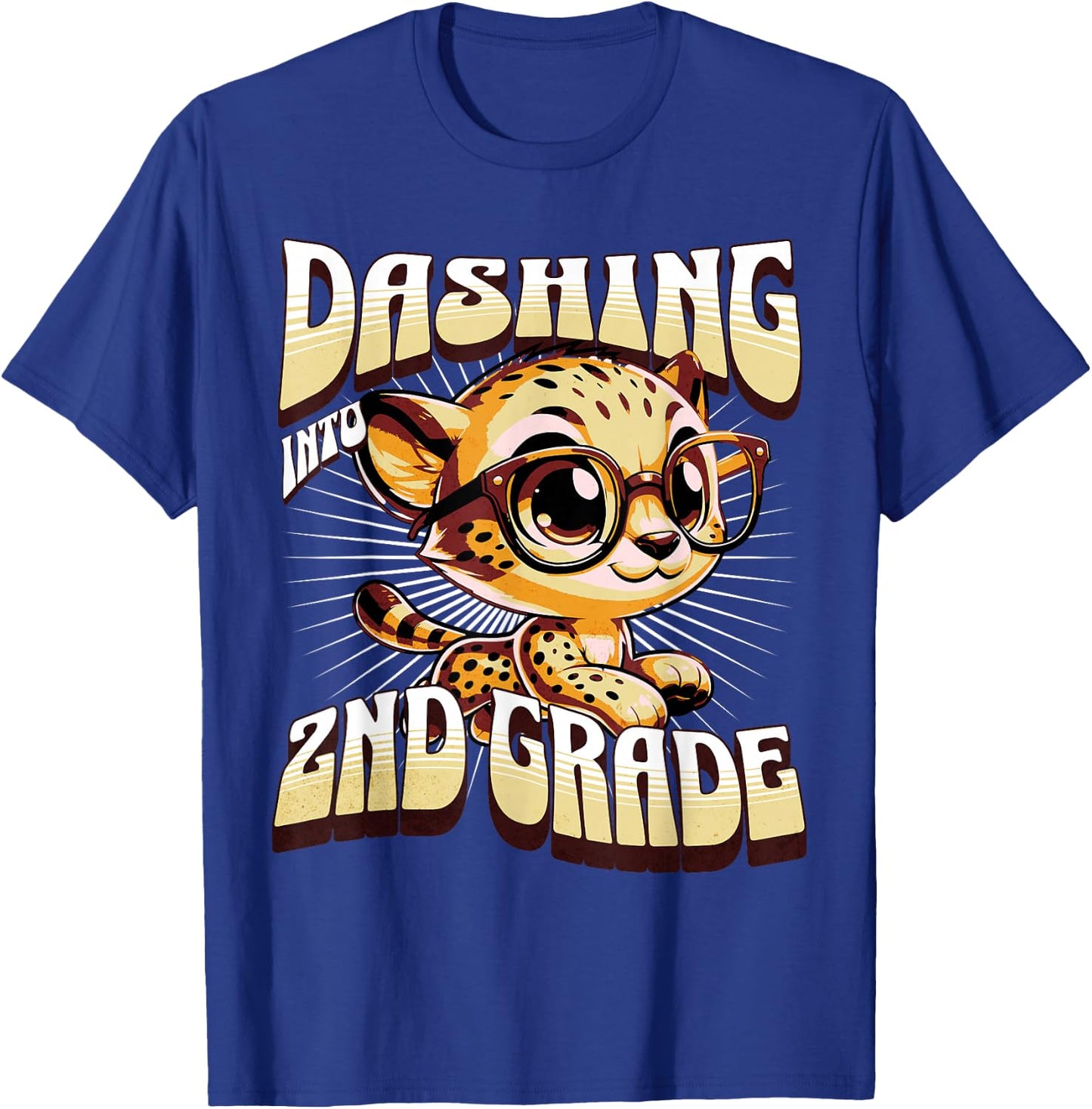 Dashing Into 2nd Grade Cute Cheetah Back to School Kids T-Shirt - T-Shirt | Royal