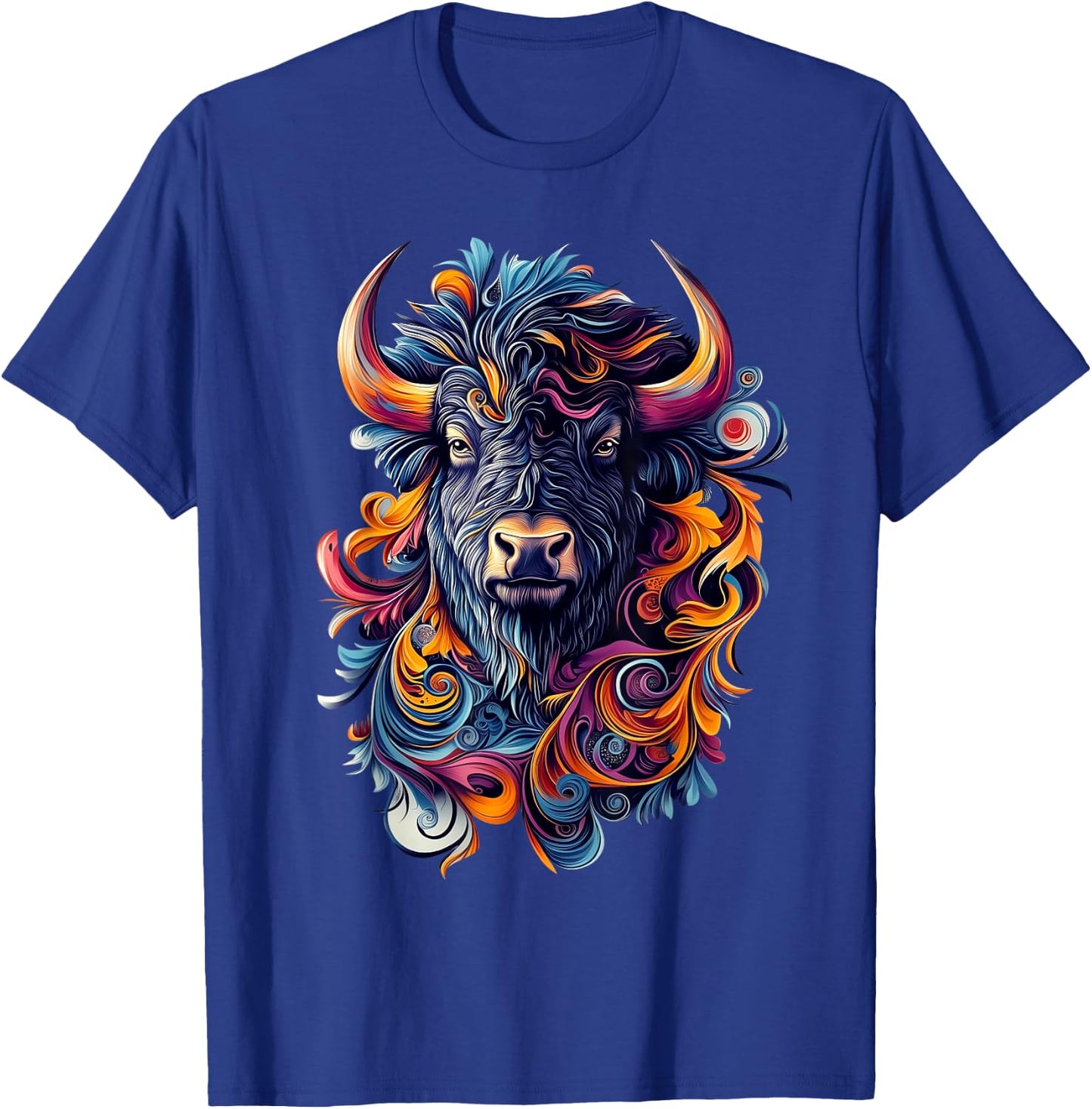 Bison Wildlife Nature Colorful Bison T-Shirt - T-Shirt | Royal