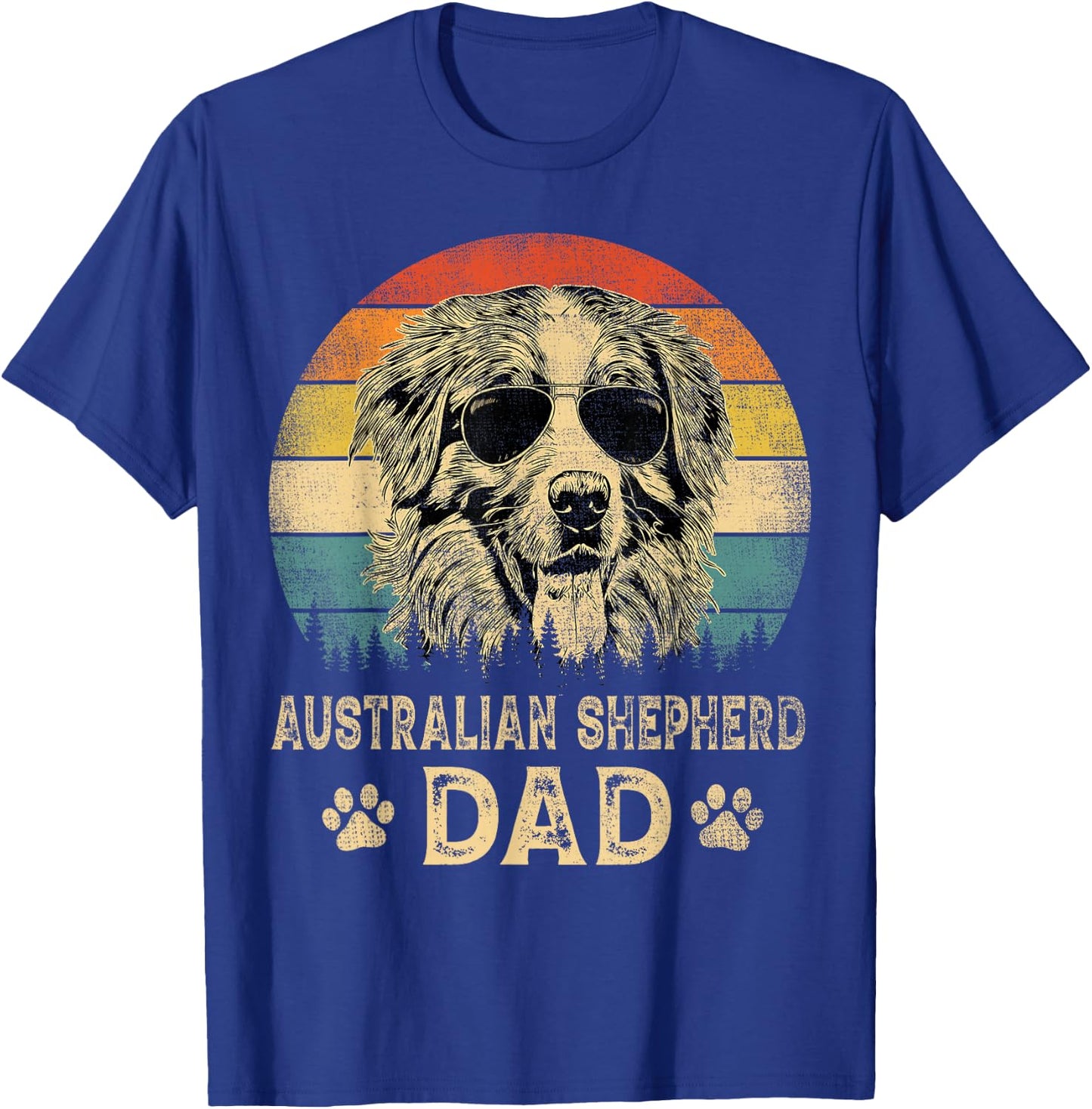 Vintage Australian Shepherd Dad Dog Lovers Father's Day T-Shirt - T-Shirt | Royal