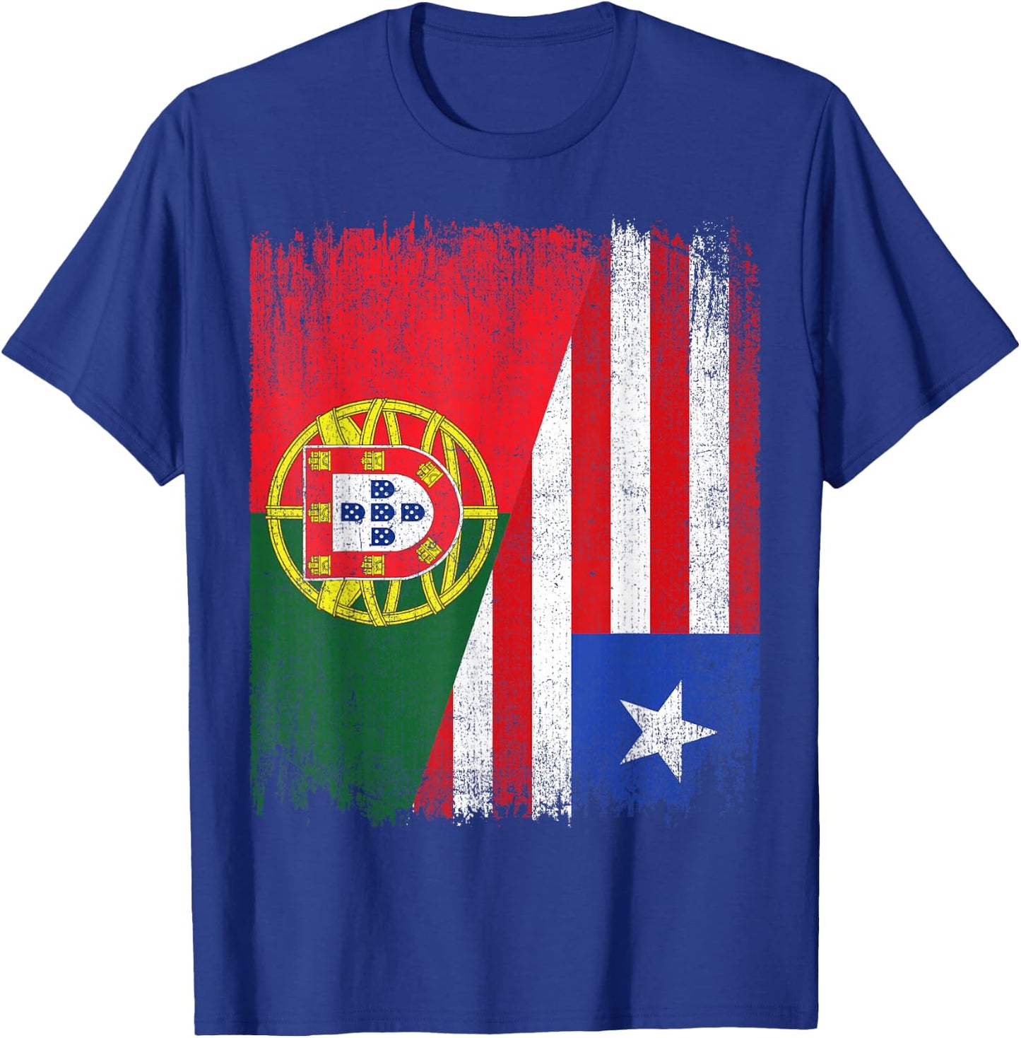 Half Portugal Liberia Split Flag Portuguese Pride Roots T-Shirt - T-Shirt | Royal