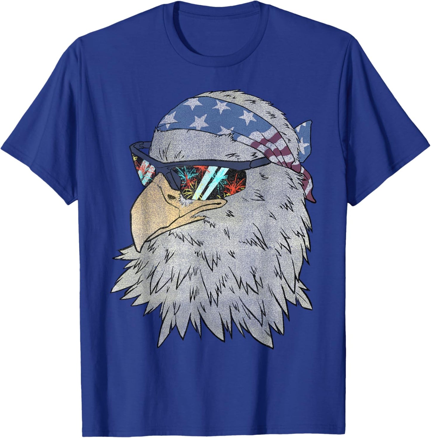 Biker Eagle Flag Bandana Firework Shades T-Shirt - T-Shirt | Royal
