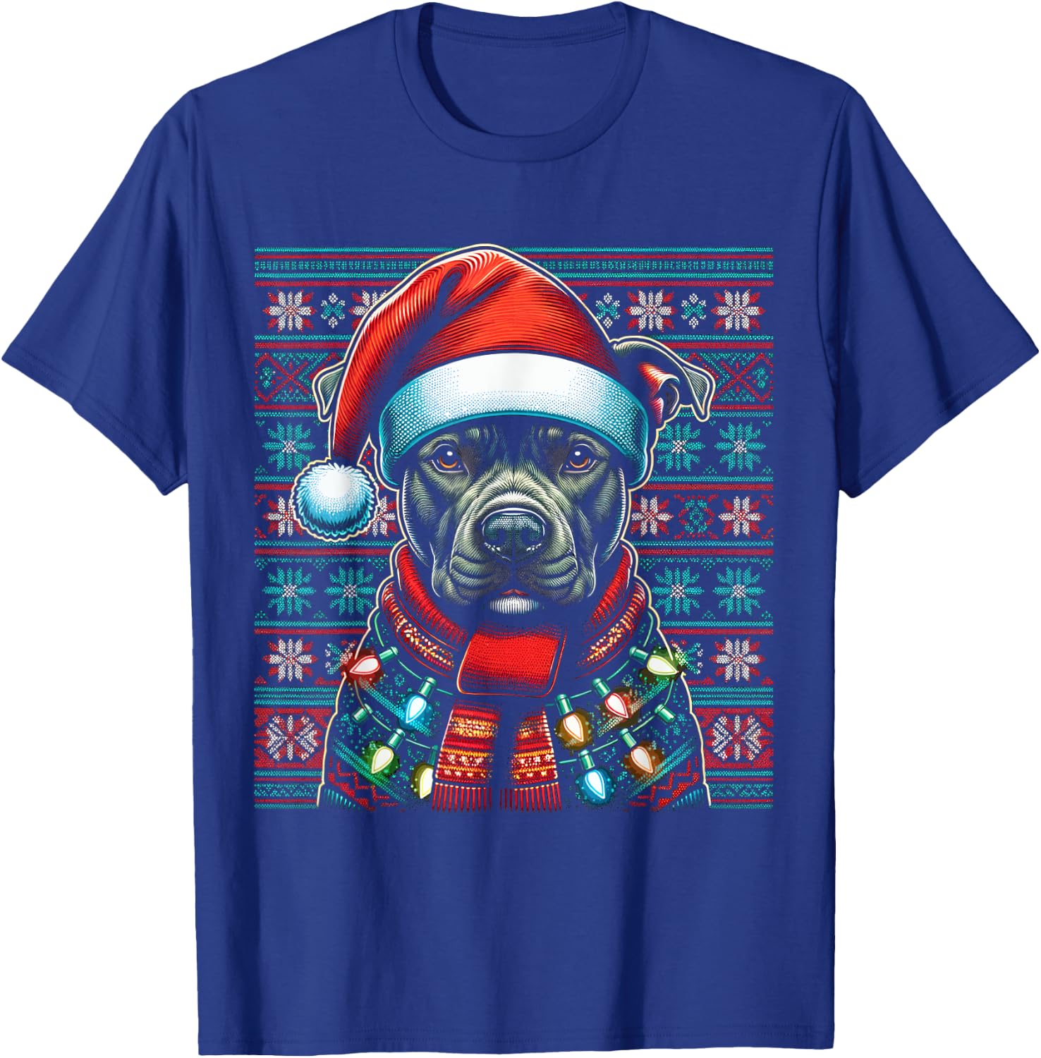 Christmas Pit bull Xmas Pit Bull Mom Dog Lover Santa T-Shirt - T-Shirt | Royal