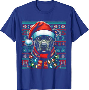 Christmas Pit bull Xmas Pit Bull Mom Dog Lover Santa T-Shirt - T-Shirt | Royal