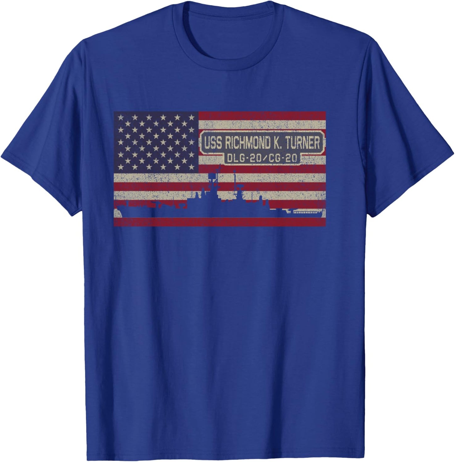 USS Richmond K Turner DLG-20 CG-20 Ship USA Flag T-Shirt - T-Shirt | Royal