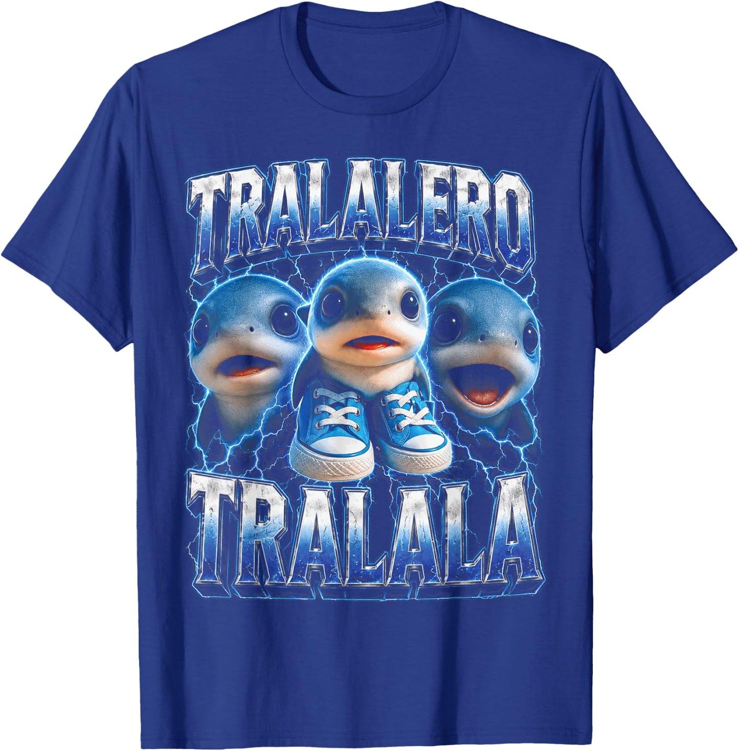 Tralalero Tralala Italian Brainrot Triple Shark Meme T-Shirt - T-Shirt | Royal