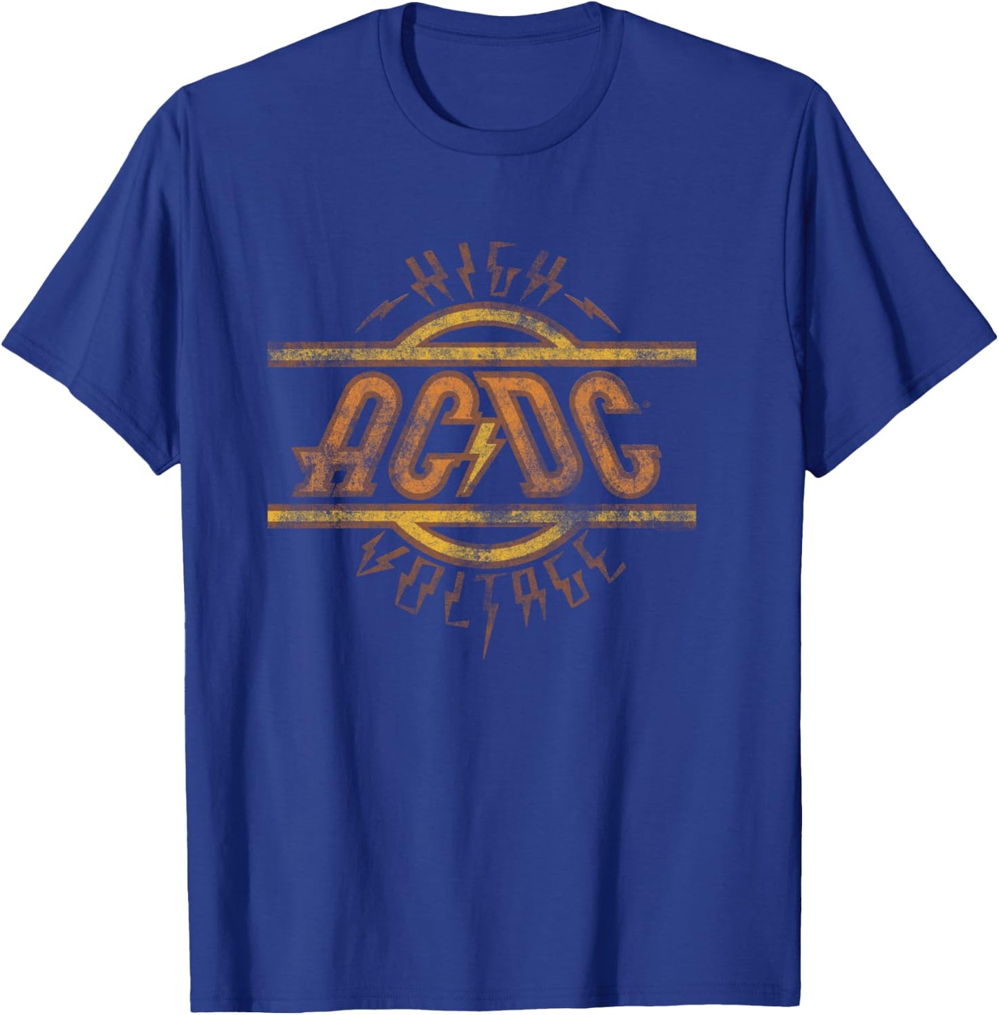 Offizielles AC/DC High Voltage Logo Distressed Band Langarmshirt T-Shirt - T-Shirt | Royal