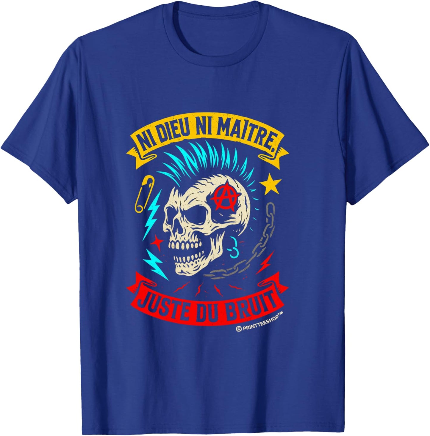 Punk Rock Music Skull Anarchist - Neither God nor Master T-Shirt - T-Shirt | Royal