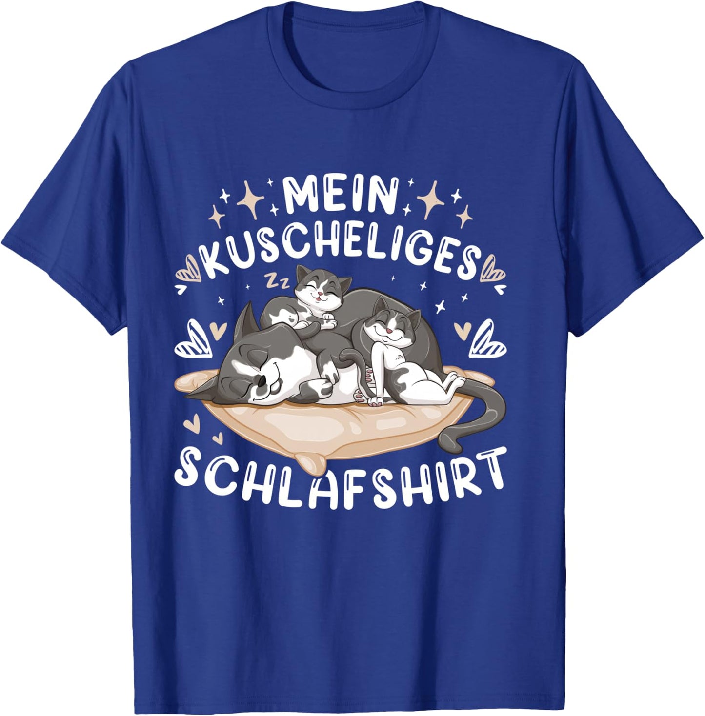Mein Kuscheliges Schlafshirt, Hauskatze mit 2 Kitten, Shirt, black T-Shirt - T-Shirt | Royal