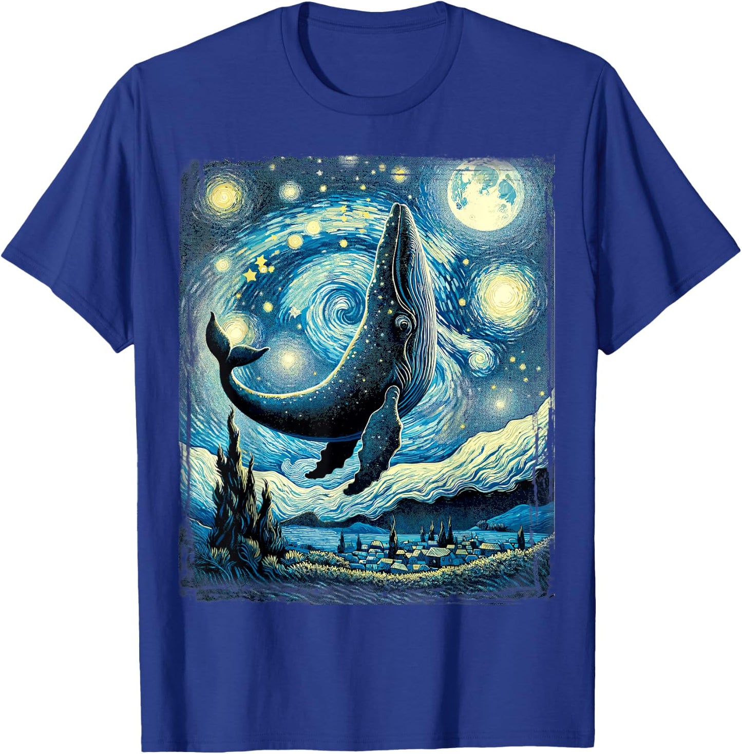 Whale Star Gazer Artistic Van Gogh Style Starry Night Whale T-Shirt - T-Shirt | Royal