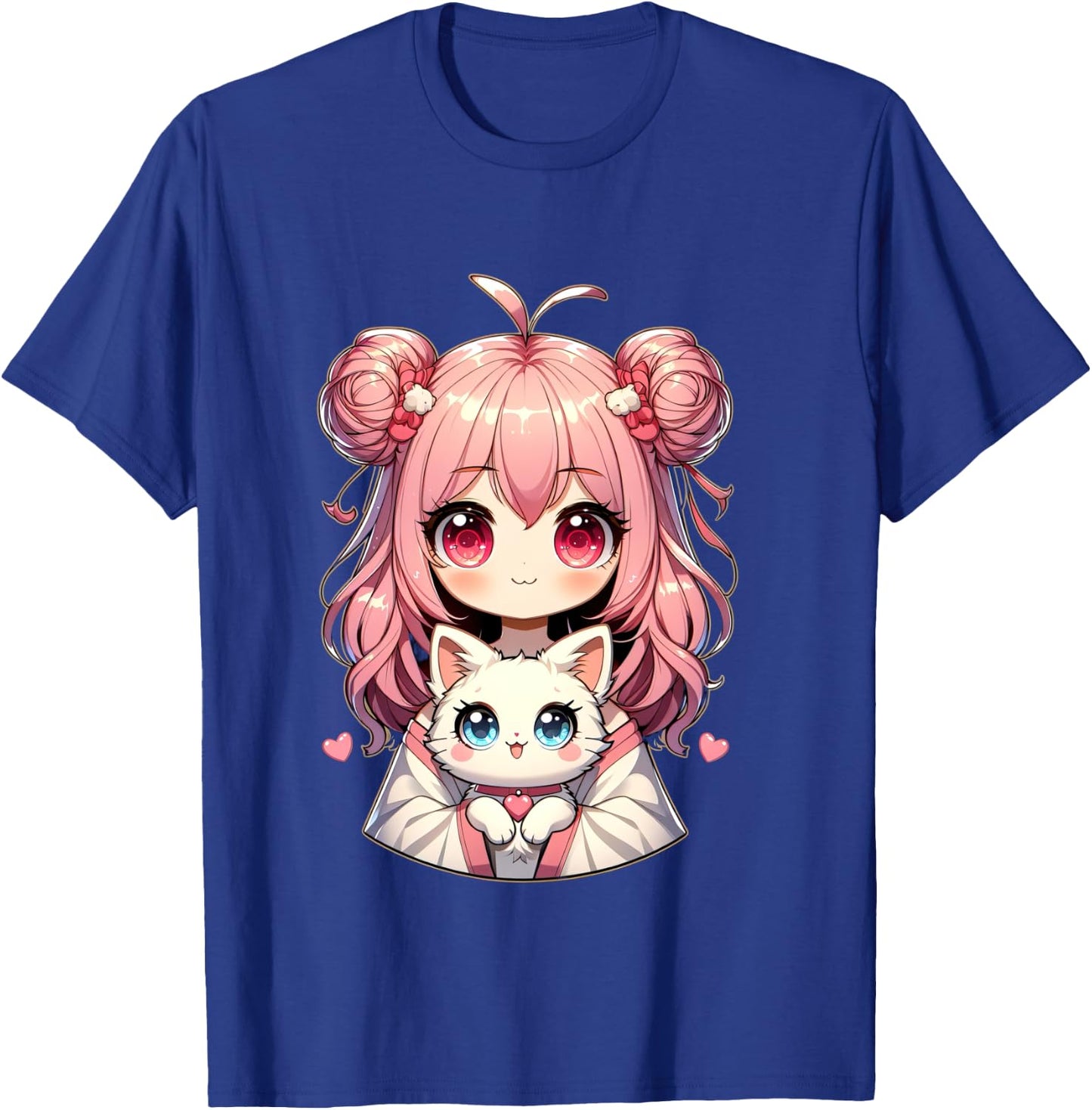Anime cute cat lovers kawaii manga otaku anime girl pink T-Shirt - T-Shirt | Royal