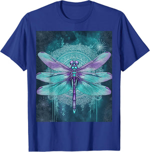 Turquoise Purple Dragonfly Watercolor Art T-Shirt - T-Shirt | Royal