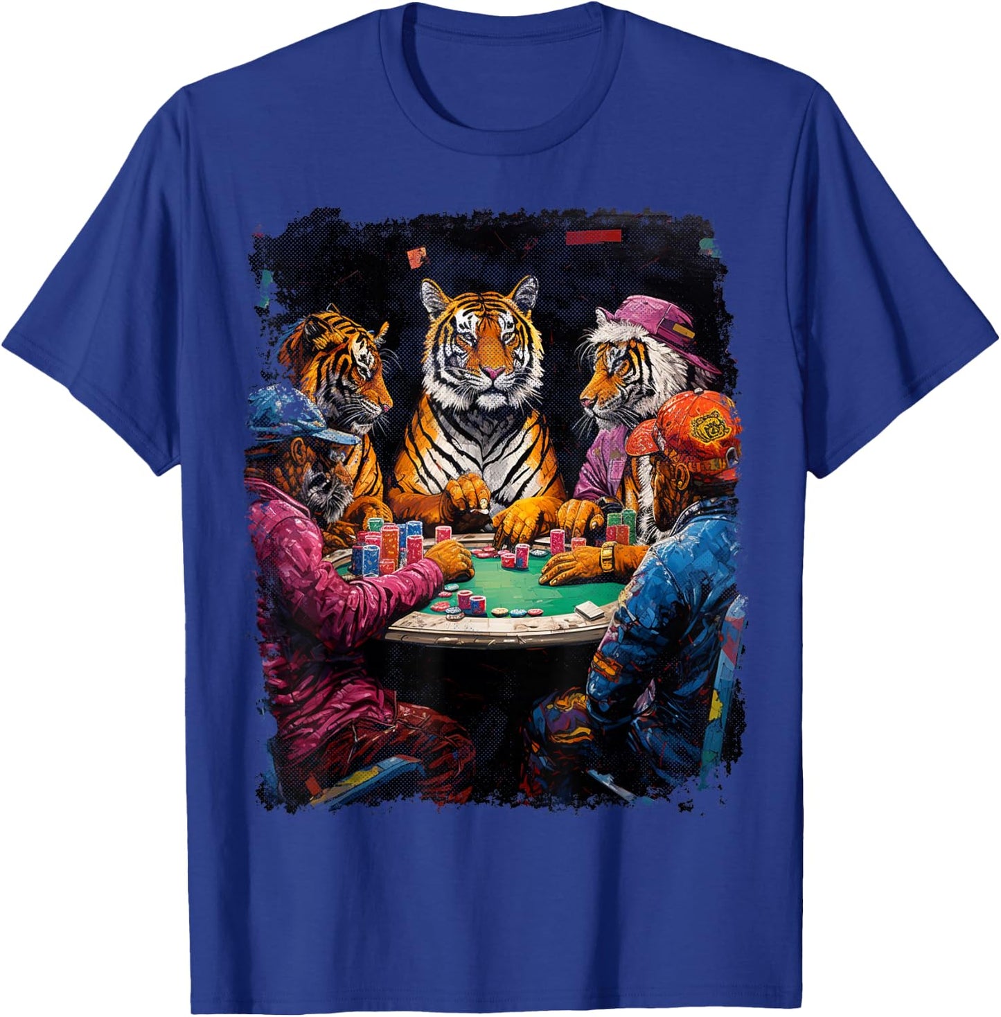 Funny Tiger Animal Playing Poker T-Shirt - T-Shirt | Royal