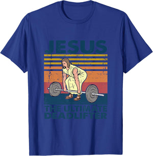 Vintage Jesus The Ultimate Deadlifter Funny Christian Gym T-Shirt - T-Shirt | Royal