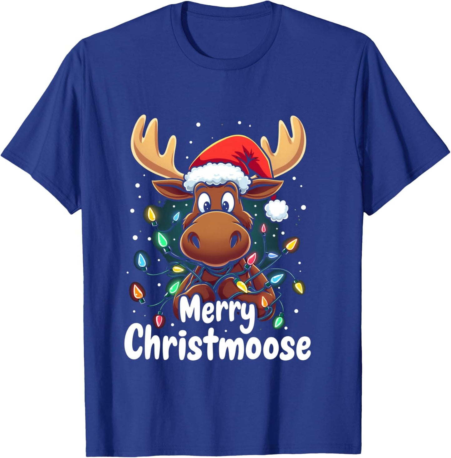 Merry Christmoose Christmas Moose Holiday T-Shirt - T-Shirt | Royal