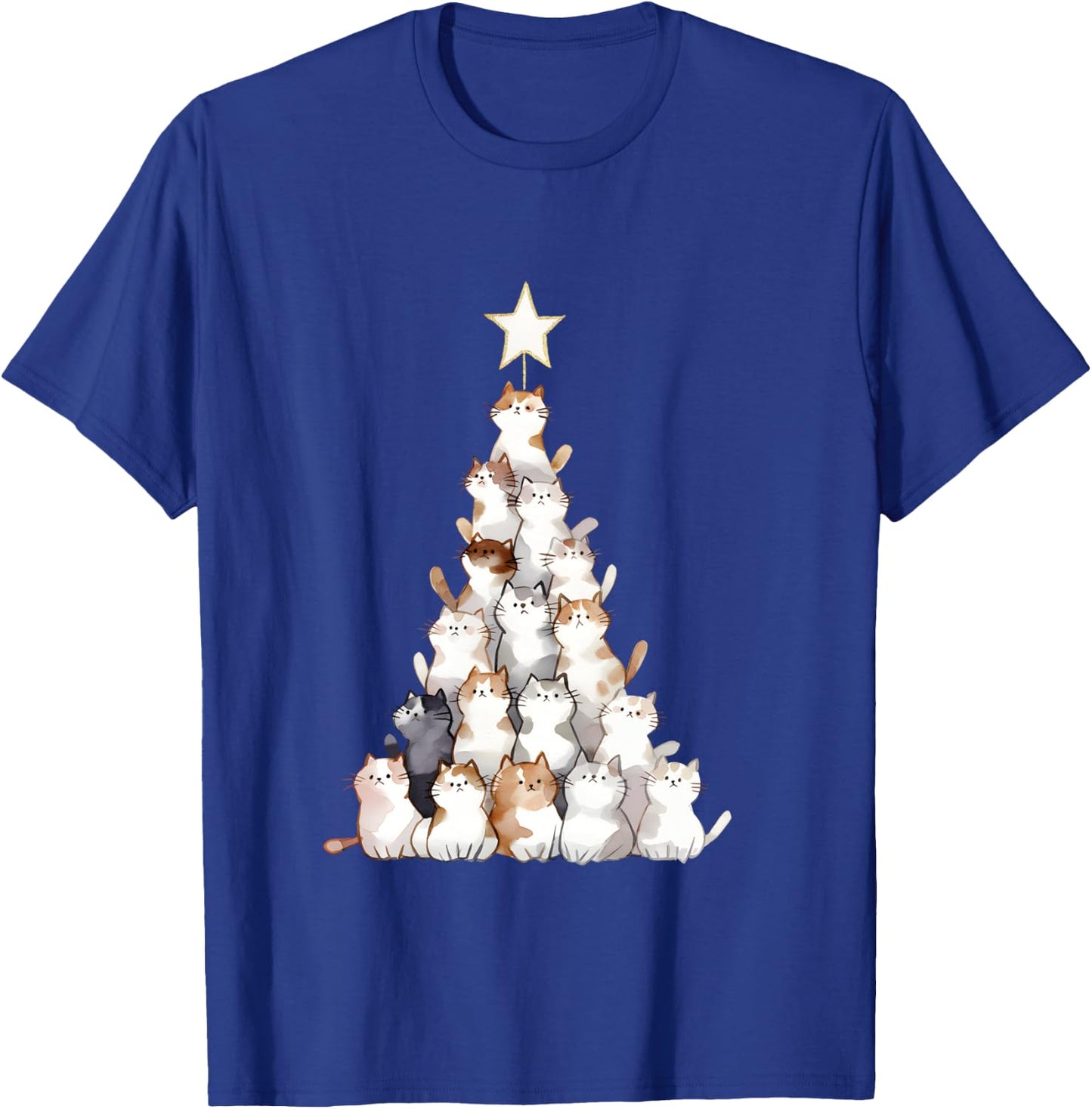 Arbre à Chat Amusant pour Hommes, Femmes, Enfants, Chat Moche de Noël Manche Longue T-Shirt - T-Shirt | Royal