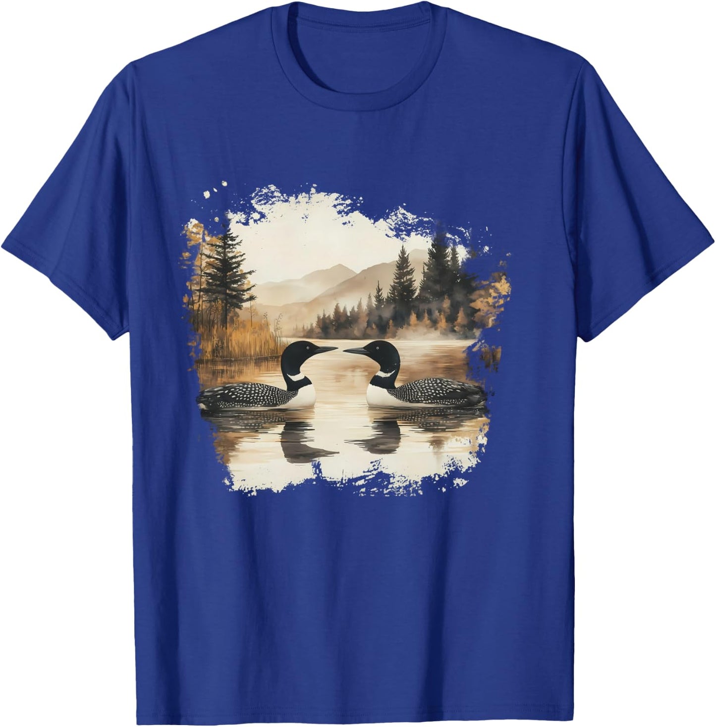 Retro Loon Wilderness Scene Women T-Shirt - T-Shirt | Royal