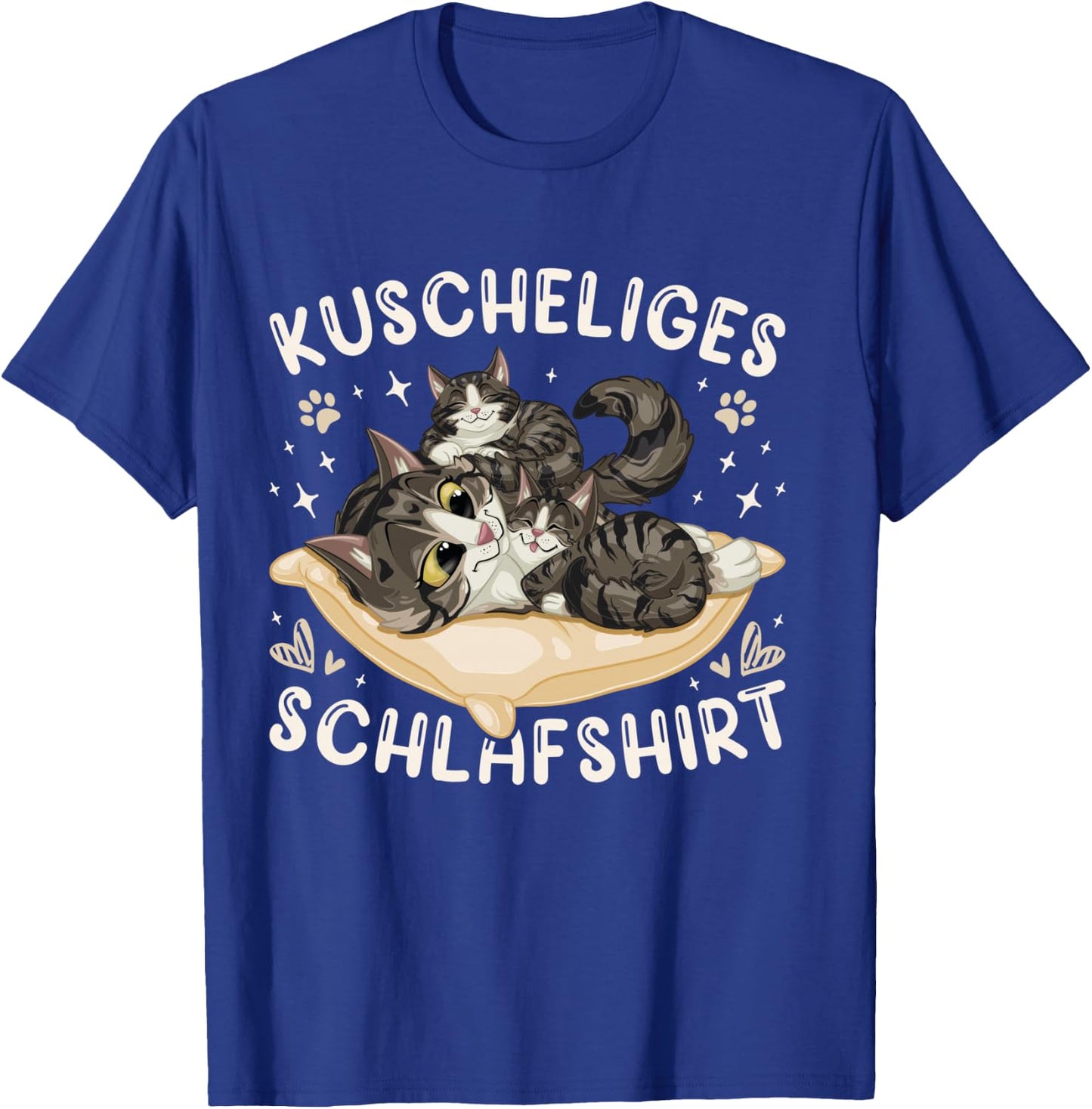 Cosy Sleep Shirt Forest Cat with 2 Kittens Shirt, black T-Shirt - T-Shirt | Royal
