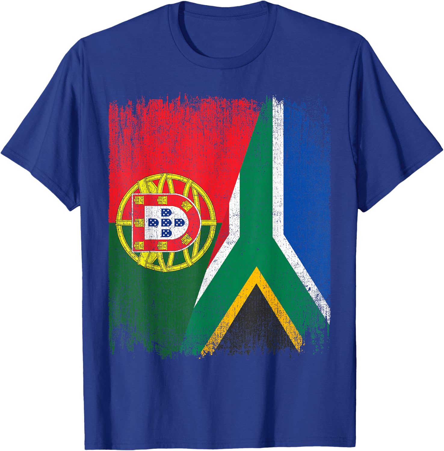 Half Portugal South Africa Split Flag Portuguese Pride Roots T-Shirt - T-Shirt | Royal