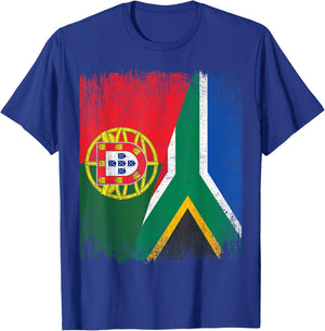 Half Portugal South Africa Split Flag Portuguese Pride Roots T-Shirt - T-Shirt | Royal