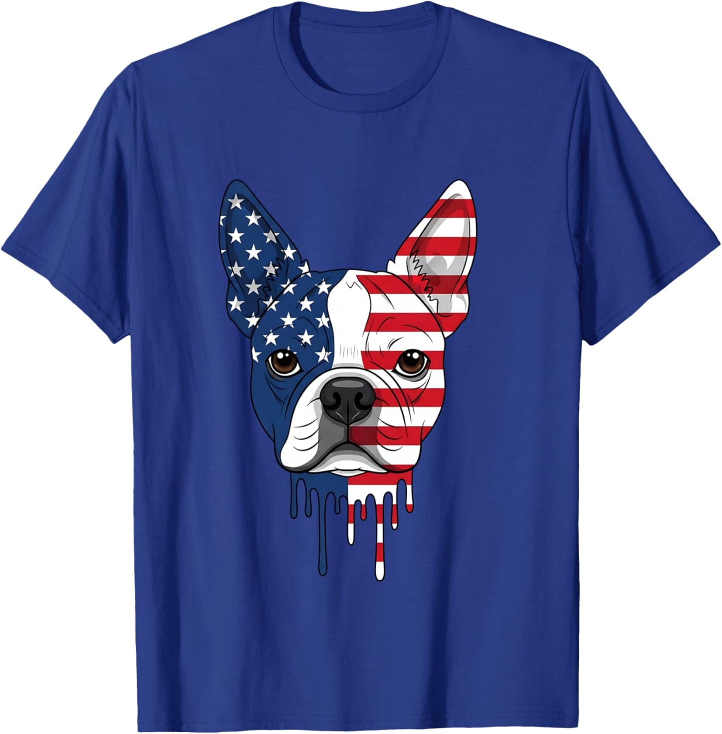 4th of July Boston Terrier Dog American Flag Patriotic T-Shirt - T-Shirt | Royal