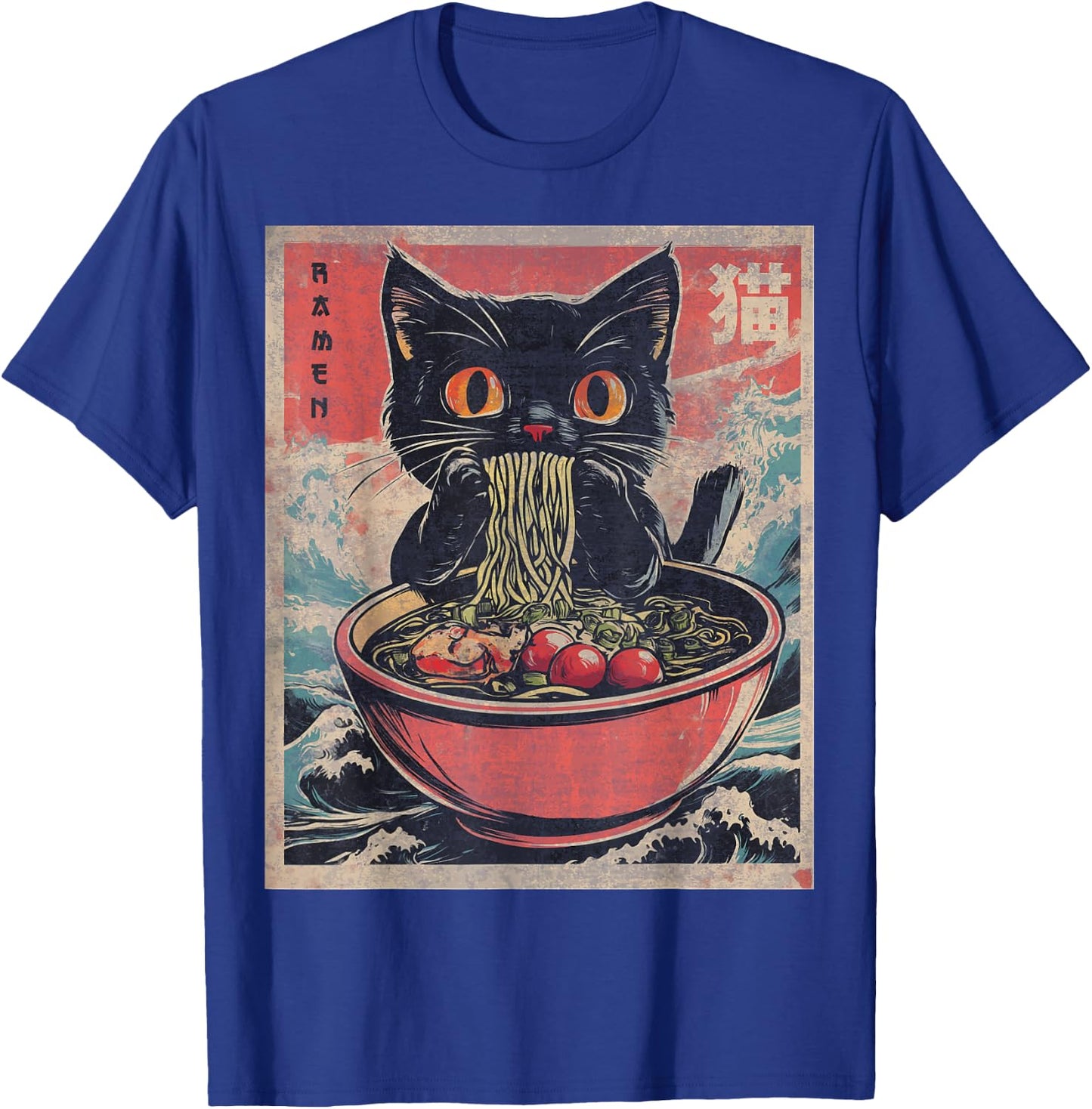 Anime Shirt Women Kids Cat Ramen Noodles Anime Cat Ramen Japanese Funny Graphic Kawaii Cat Anime Gifts Black XS T-Shirt - T-Shirt | Royal