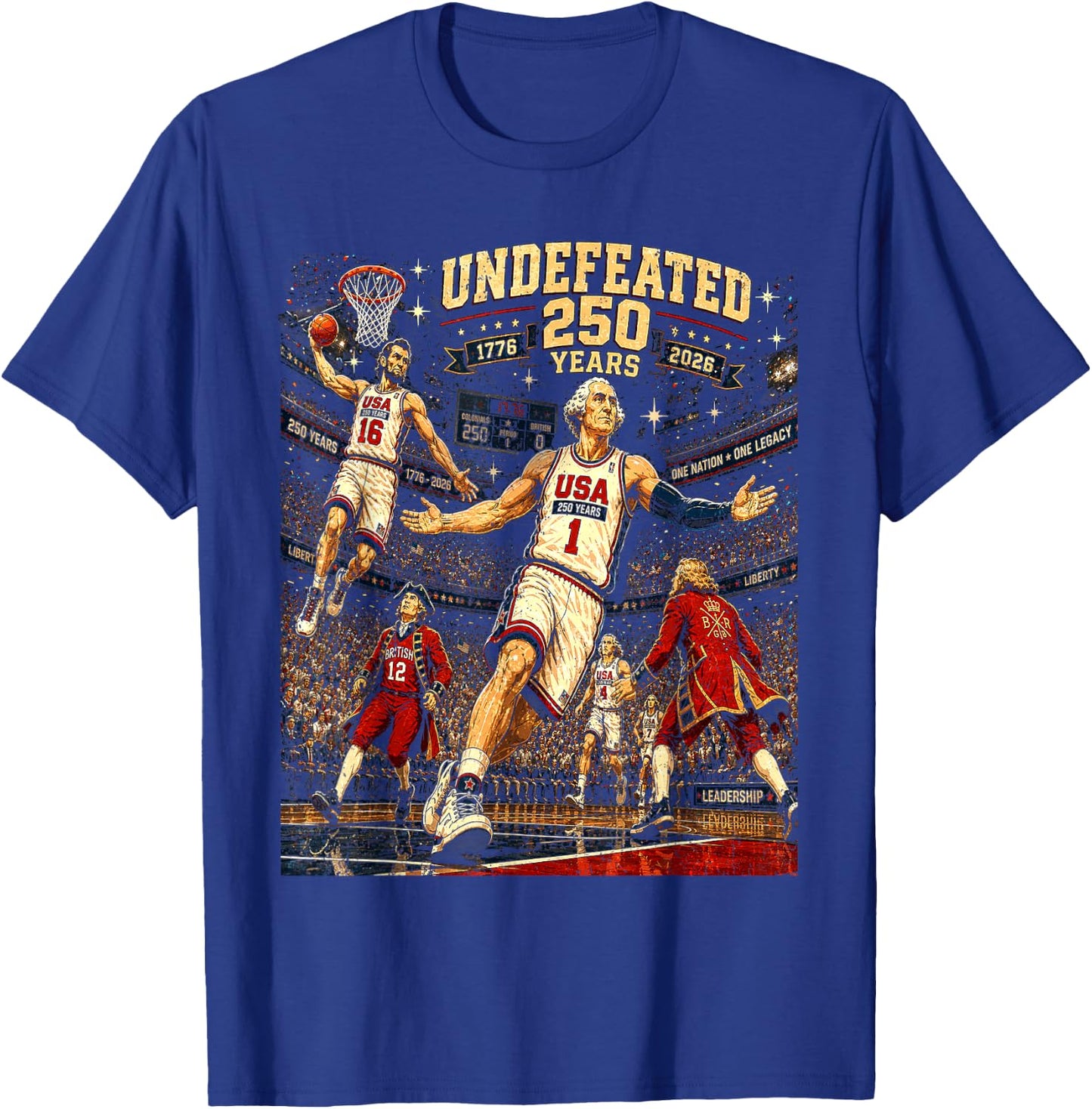 4th of July Basketball Undefeated Since 1776 250 Years T-Shirt - T-Shirt | Royal
