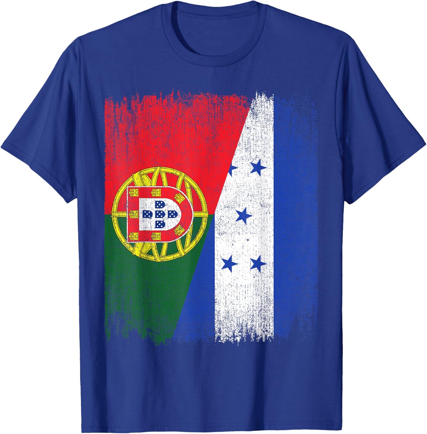 Half Portugal Honduras Split Flag Portuguese Pride Roots T-Shirt - T-Shirt | Royal