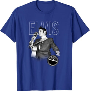 Offiziell Elvis Logo Portrait King of Rock'n'Roll Music Langarmshirt T-Shirt - T-Shirt | Royal