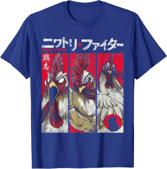 Rooster Fighter Keiji Portrait Panels Manga Anime T-Shirt - T-Shirt | Royal