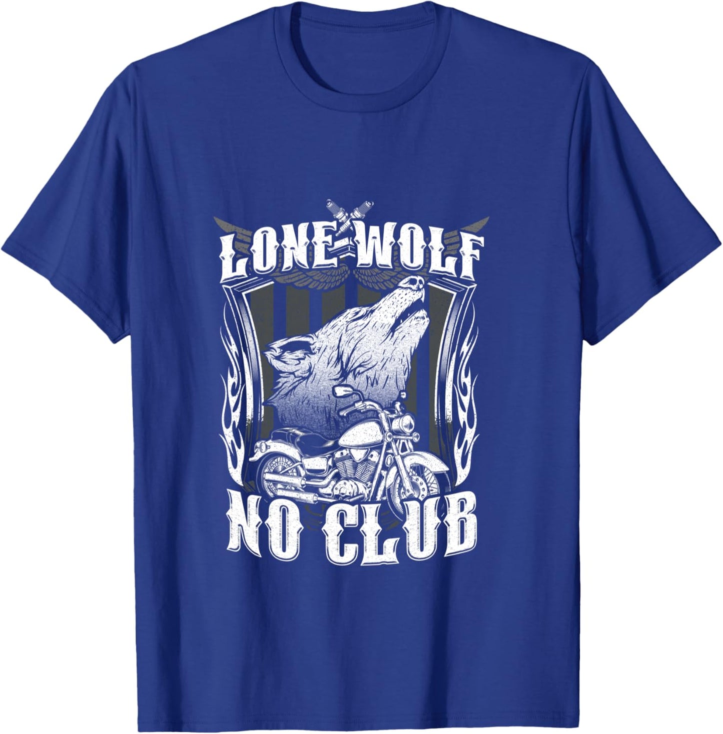 Lone Wolf No Club Moto Rider Biker Wolves Femme Homme Manche Longue T-Shirt - T-Shirt | Royal