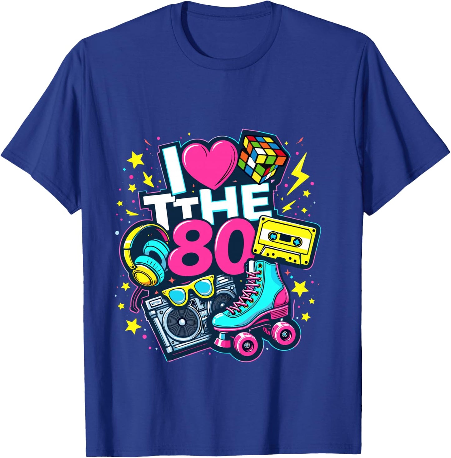 I Love The 80s Shirt Men Women Vintage 80s Party Costume , Black, S T-Shirt - T-Shirt | Royal