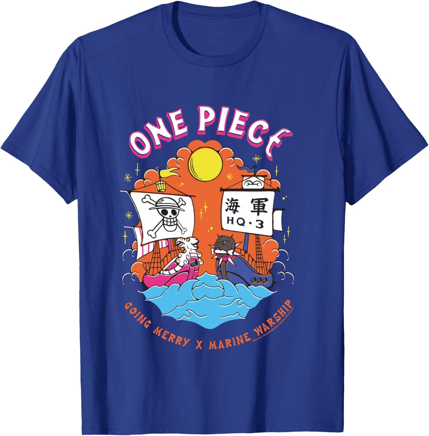 One Piece Going Merry X Navy Warship Straw Hat Pirates T-Shirt - T-Shirt | Royal